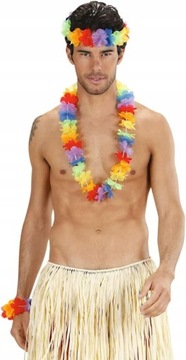 zestaw HAWAJSKI naszyjnik OPASKA hawajska strój ALOHA PARTY KOLOROWY