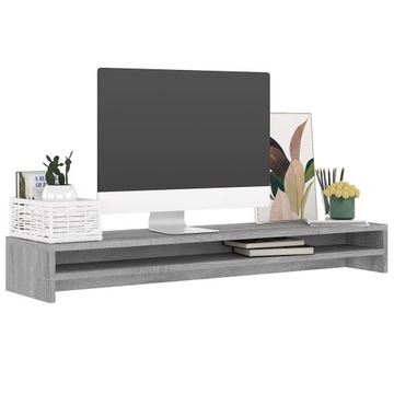 PODSTAWKA PÓŁKA POD MONITOR SZARY DĄB SONOMA PODWÓJNA NA 2 MONITORY