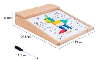 DREWNIANE PUZZLE UKŁADANKA MAGNETYCZNA MONTESSORI