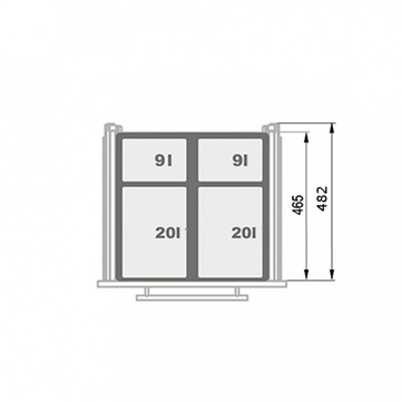 SEGREGO 60 H-425 L-48 ящик для мусора 2x20+2x9л