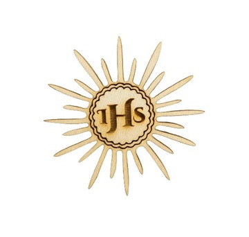 Tabliczka hostia drewniana IHS Komunia 7,5cm 10szt