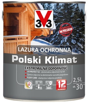 Lazura V33 Polski Klimat 12 lat Biały Alpejs. 2,5L