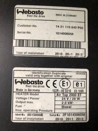 фото thumb №3, Вебасто dewasto air top 2000st adr renault premium midlum dxi volvo fl fe