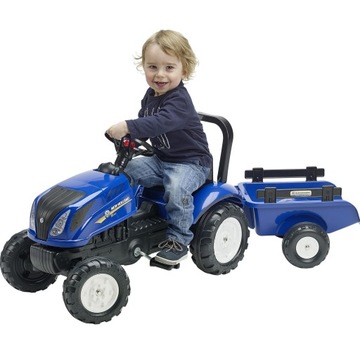 FALK New Holland Педальный трактор большой с открывающимся капотом прицепа со 2-го года обучения