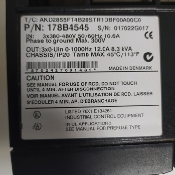 ИНВЕРТОРНЫЙ ПРИВОД DANFOSS ADAP KOOL AKD 2855 8,3 кВА