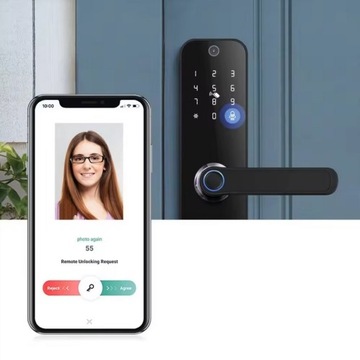 ЭЛЕКТРОННЫЙ ДВЕРНОЙ ЗАМОК, РУЧКА, КОД+RFID+ОТПЕЧАТКИ ПАЛЬЦЕВ TUYA SMART WIFI
