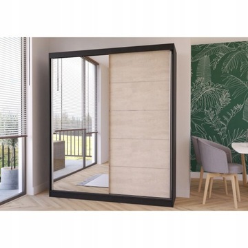 Szafa Przesuwna ELBRUS JASNY BETON / CZARNY 180 cm