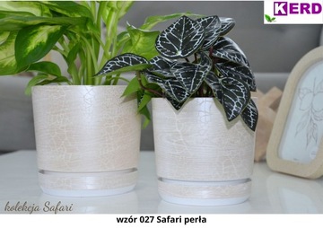 Вазон Safari PEARL 14 см с подставкой, необычная фактура беленой доски