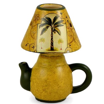 Świecznik ceramiczny czajnik palmy tealight 18cm