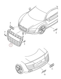 фото thumb №5, Решётка радиатора з номерной знак регистрационная do audi r8 2007-2012 оригинальный