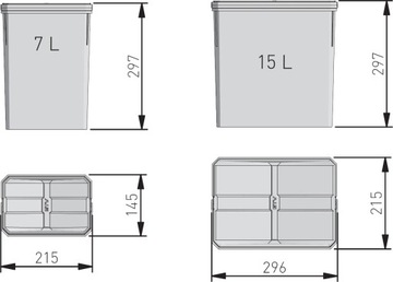Axispace Caskets с молекулами графена, 2x15l, 2x7l, для ящика 800 мм, GTV