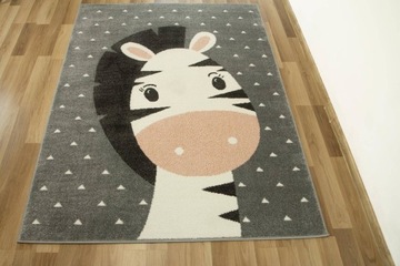 DYWAN DZIECIĘCY PASTELOWY ZEBRA SZARY PUDROWY RÓŻ KREMOWY LIMA 140x190 cm