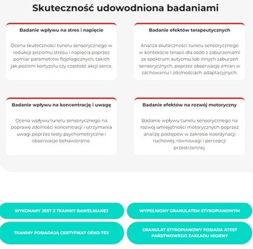 Tunel sensoryczny 70 rozwój umiejętności motorycznych stymulacja zmysłów