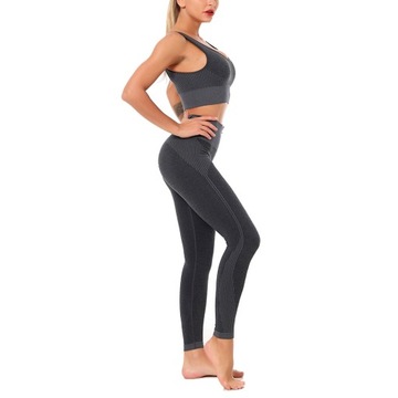 KOMPLET SPORTOWY bezszwowe legginsy top fitness S