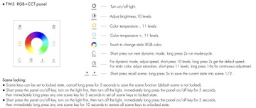 TW5(W) RF Светодиодная панель RGB+CCT Touch, 1-зонная летучая мышь
