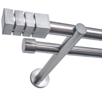 KARNISZ PODWÓJNY METALOWY Fi19/380 NIKIEL+ żabki