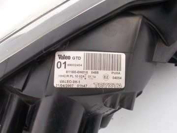 фото thumb №7, Фара лампа toyota aygo i 1 2005-15 левый европа