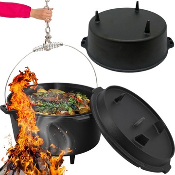 KOCIOŁEK ŻELIWNY WISZĄCY GARNEK myśliwski węgierski 9L na OGNISKO GRILL