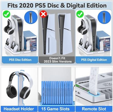 ОРГАНАЙЗЕР ЗАРЯДНАЯ СТАНЦИЯ ДЛЯ DualSense+PS5/PS5 SLIM 2023 ОХЛАЖДАЮЩИЙ ВЕНТИЛЯТОР
