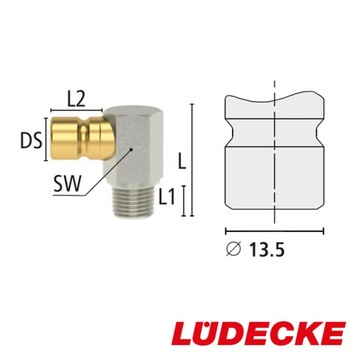 Уголок штекера 90°, регулировка температуры DN 9 LUDECKE GZ R1/4''