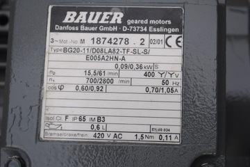 Motoreduktor dwubiegowy 0.09/0.36kw 15,5/61obr.