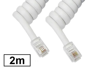 Kabel telefoniczny słuchawkowy spiralny biały 2m