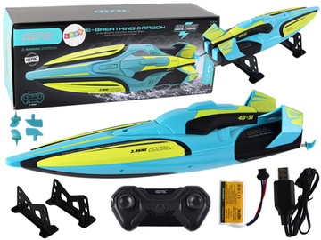 RC водная лодка 2.4G желто-бирюзовый водонепроницаемый пульт дистанционного управления