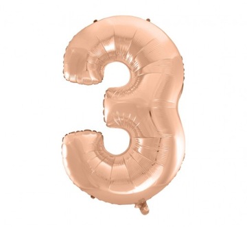 Фольгированный шар B&C Number 3, розово-золотой, 92 см