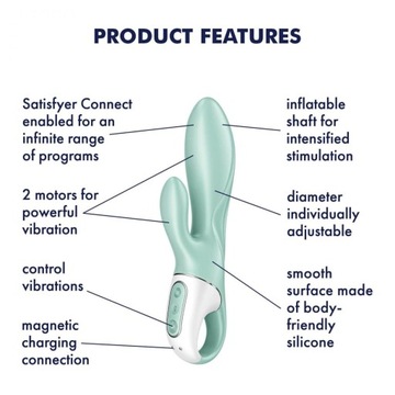 Вибратор Satisfyer Air Pump Bunny 5+ с помпой Mint