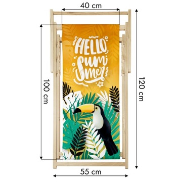 Leżak Plażowy Bukowy FLORAL COLLAGE Balkonowy Plażowy Ogrodowy