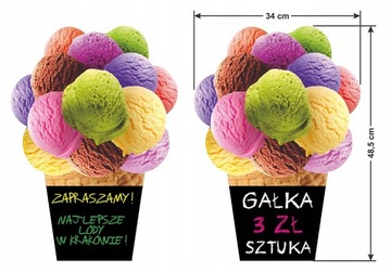 TABLICA KREDOWA LODY GAŁKI WISZĄCA LÓD REKLAMOWY