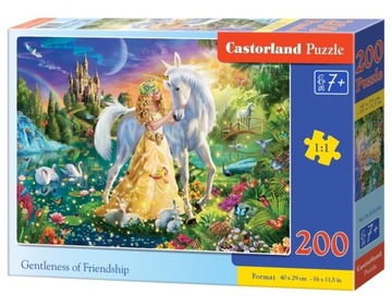PUZZLE 200 UKŁADANKA KSIĘŻNICZKA KWIATY ZAMEK KOŃ JEDNOROŻEC 7+ CASTOR
