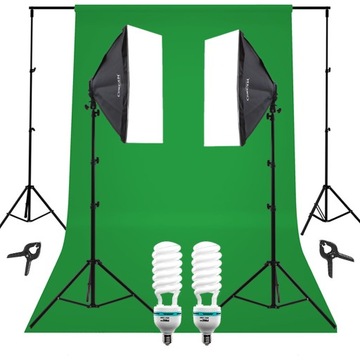ZESTAW OŚWIETLENIOWY Zielone tło Soft box STUDYJNY