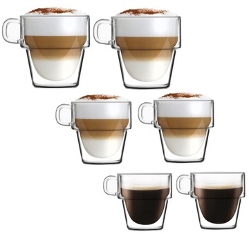 3x2 ZESTAW SZKLANKI TERMICZNE SENSO ESPRESSO LATTE KAWY FILIŻANKI PODWÓJNE