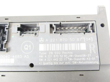 Moduł fotela prawy prawego Mercedes W221