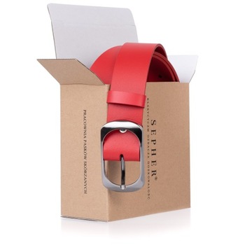 Pasek skórzany SEPHER Classic 4cm J. CZERWONY | 85