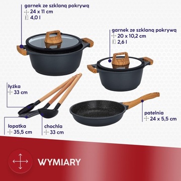 Komplet zestaw garnków indukcja z akcesoriami 8 elementów MPM MGK-23