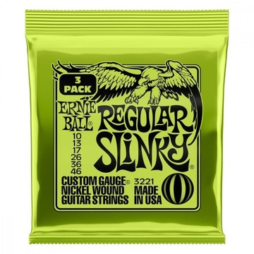 Набор из трех струн для электрогитары Ernie Ball 2221 Regular Slinky 10–46.