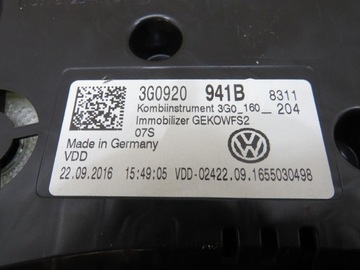 фото thumb №5, Спідометр прилади passat b8 3g0920941b