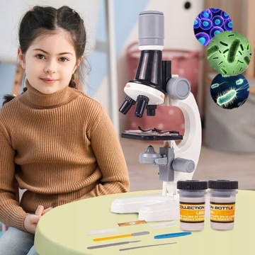 Научный микроскоп для детей, школьный набор 1200x, образовательный подарок 8+