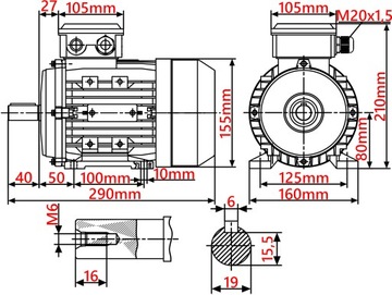 SILNIK ELEKTRYCZNY 0,75kW 400V 1390obr 3FAZOWY