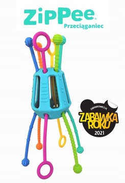 PRZECIĄGANIEC MOBI ZIPPEE SILIKONOWA ZABAWKA SENSORYCZNA RÓŻNE FAKTURY 18M+