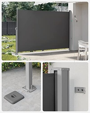 Сплошной тент для террасы-балкона 160 х 350 см, антрацит, ПВХ
