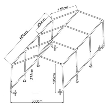 Палатка гаражная PE 300x600x274 серая - NG 2