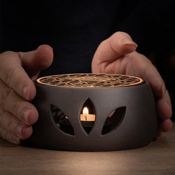 Керамический чай Zen со свечой и металлической чайной лампой D