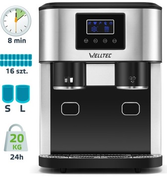 РАСПРЕДЕЛИТЕЛЬНАЯ ДРОБИЛКА WELLTEC ICE20 МАШИНА ДЛЯ КУБИКОВ ЛЬДА 20 кг/24 часа + АКСЕССУАРЫ
