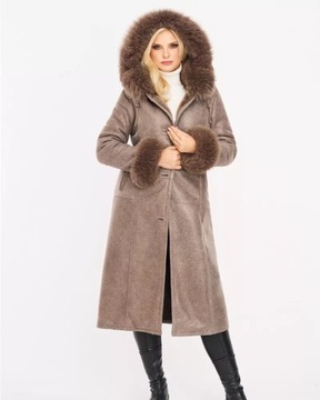 Длинное зимнее пальто Magda из овчины с капюшоном 4XL