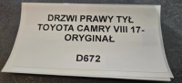 фото thumb №6, Дверь правый задняя toyota camry viii 17- оригинал