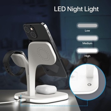 ИНДУКТИВНОЕ ЗАРЯДНОЕ УСТРОЙСТВО ЗАРЯДНАЯ СТАНЦИЯ 5 В 1 APPLE USB 18 Вт QC 3.0 MAGSAFE LED