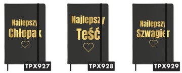 NOTES Czarny A5 GOLD Złocenie DLA TRENERA Złote Wz